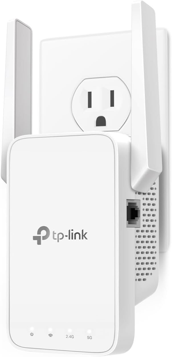 TP-Link AC1200 WiFi Extender, 2025 Wirecutter Best WiFi Extender, 1.2Gbps Home Signal Booster, Dual Band 5GHz/2.4GHz, Up to 1600 Sq.ft and 32 Devices, EasyMesh Compatible, One Ethernet Port (RE315)