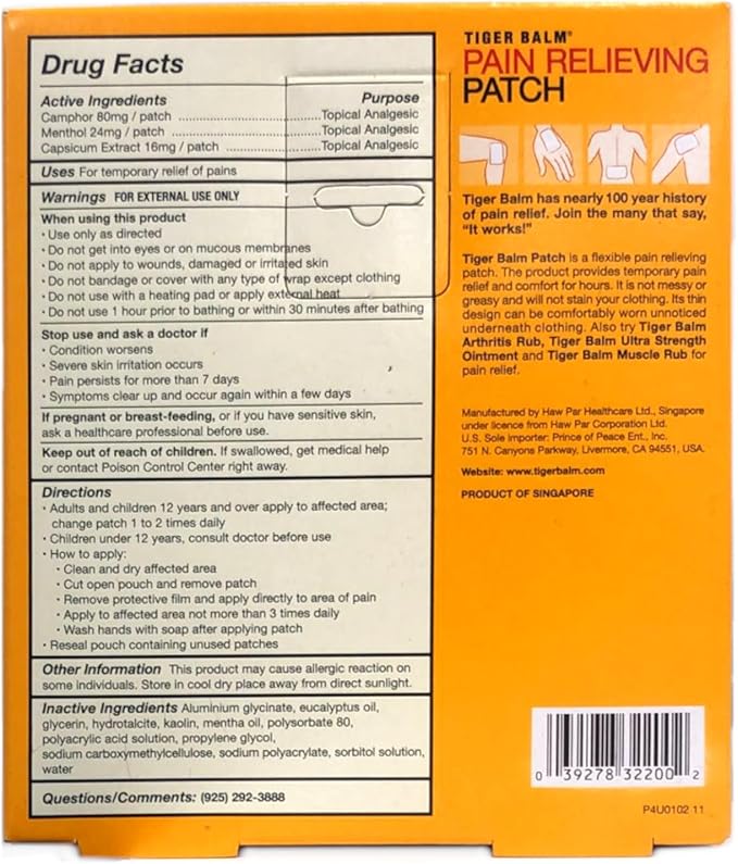 Tiger Balm Pain Relieving Patch 5Ct(10 Pack)