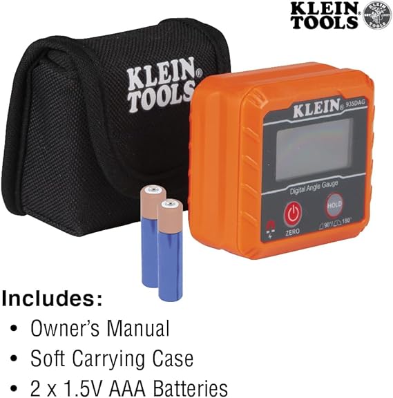 Klein Tools 935DAG Digital Electronic Level and Angle Gauge, Measures 0 - 90 and 0 - 180 Degree Ranges, Measures and Sets Angles
