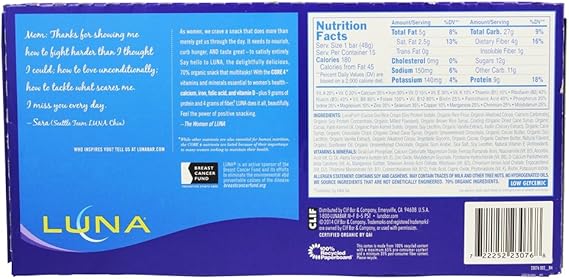 LUNA BAR - Gluten Free Snack Bars - Chocolate Cupcake -8g