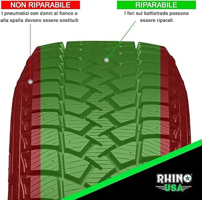 Rhino USA Tire Repair Kit (86-Piece) Professional Heavy Duty Tire Plug Kit to Fix Punctures & Patch Flats with Ease - Ultimate Tubeless Tire Repair Tools for Car, Motorcycle, ATV, UTV, RV and Trailer