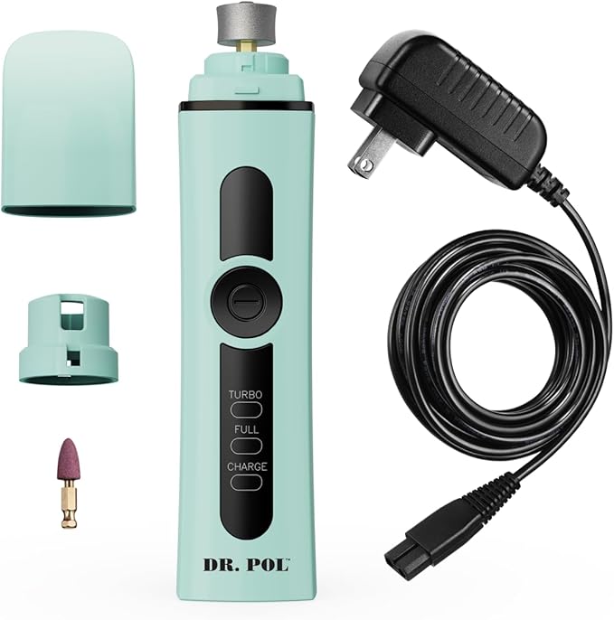 Andis Dr. Pol Cordless Pet Nail Grinder, Dual-Speed Motor, Fine-Grit Grindstones for Safe, Pain-Free Nail Trimming on Dogs and Cats, Blue, 561123