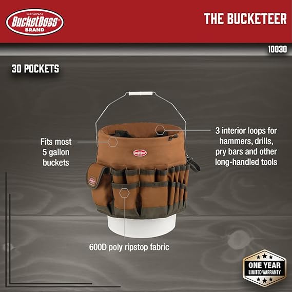 Bucket Boss The Bucketeer Bucket Tool Organizer in Brown, 10030