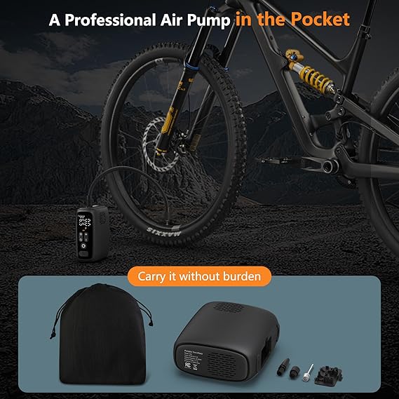 Tire Inflator Portable Air Compressor, 28 Cylinders 12V Air Compressor, 140W Auto Shut-Off with LED Light 150psi Pump, Portable Air Compressor for Car Tires, Bicycle, Moto, Ball etc