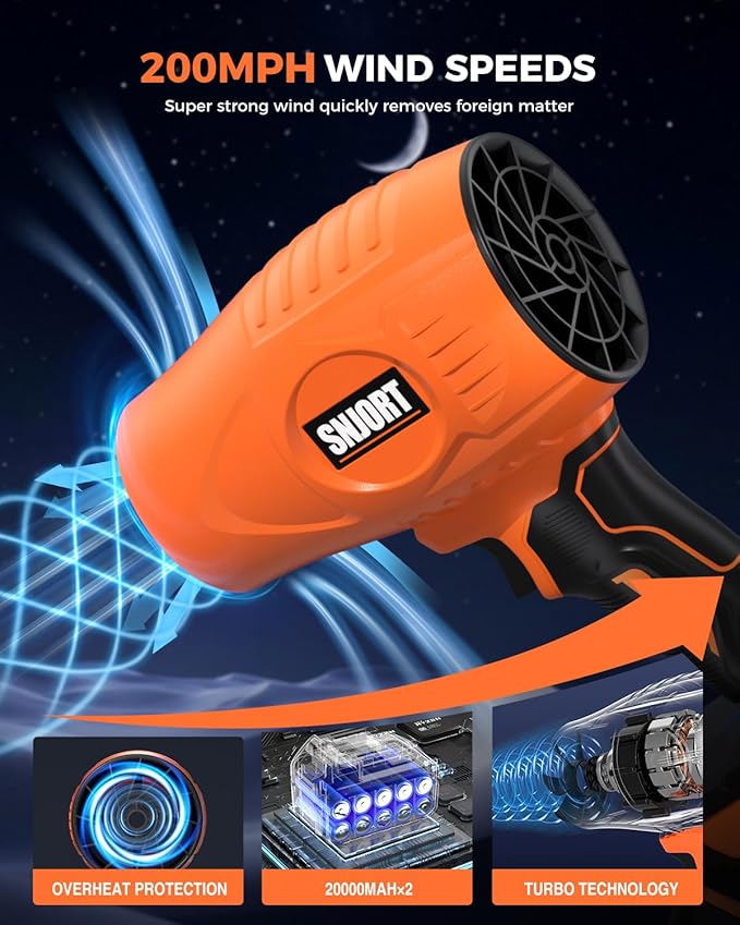 Leaf Blower Cordless with Battery and Charger,500,000 RPM,Extended Nozzle,Lightweight Handheld Design,Blower for Patio Cleaning,car Blowing Water,Blowing Leaves and Dust (Grass Green)