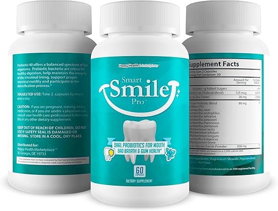 Smart Smile Pro - Our Best Oral Probiotics for Teeth and Gums - Oral Dental Probiotics - Probiotics for Teeth Health Supplement - Oral Probiotic Teeth Supplement - Probiotic Teeth Vitamins Supplements
