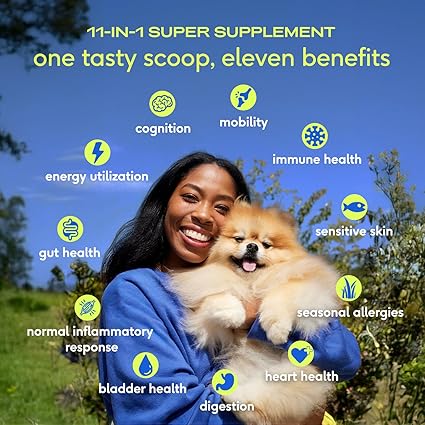 Click to see full view      4+  7 VIDEOS Native Pet Dog Vitamins & Supplements - 11-in-1 Multivitamin Powder for Dogs Food Topper - Collagen, Glucosamine, Probiotics, Omega & More- Supports Healthy Gut, Mobility & Overall Health -30 Scoops