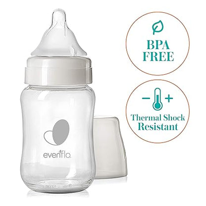Evenflo Feeding Balance + Wide Neck Glass Bottles - 6oz 3 Pack