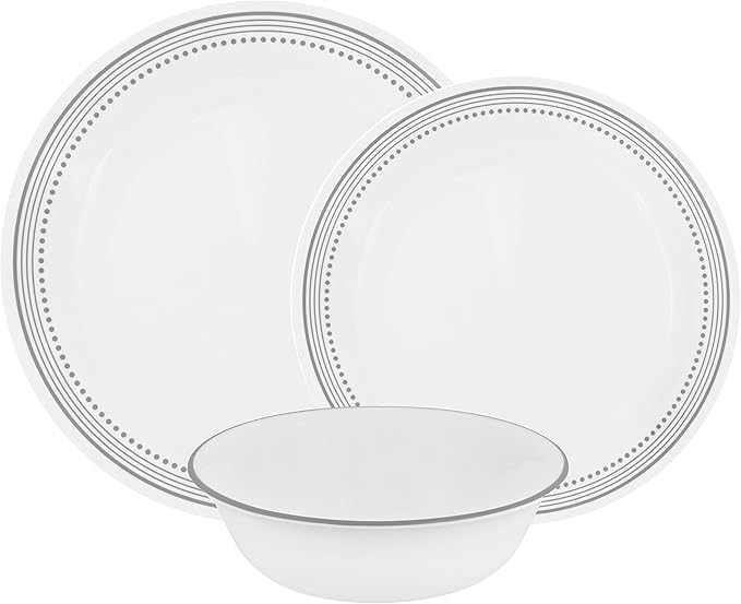 Corelle 1127003 Mystic Gray Chip & Break Resistant 12pc Dinner Set, 