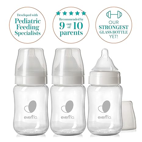 Evenflo Feeding Balance + Wide Neck Glass Bottles - 6oz 3 Pack