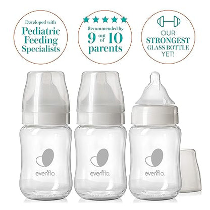 Evenflo Feeding Balance + Wide Neck Glass Bottles - 6oz 3 Pack