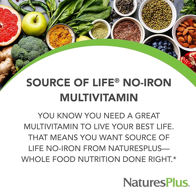 Natures Plus Source of Life No Iron Tablets - 90 Vegetarian Tablets