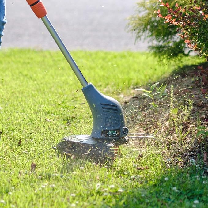 Scotts Outdoor Power Tools Corded Electric String Trimmer with Telescopic Pole and Retention Hook for Patio, Lawn, and Garden Use, Silver