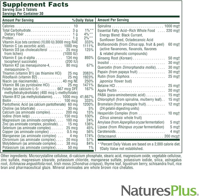 Natures Plus Source of Life No Iron Tablets - 90 Vegetarian Tablets