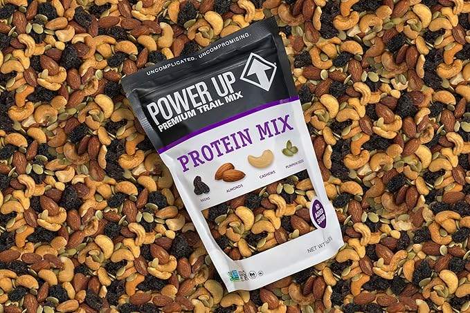 Power Up Premium Trail Mix - Protein Packed 14oz, No Added Sugar, Made Without Peanuts, Gluten Free, Vegan, Non-GMO