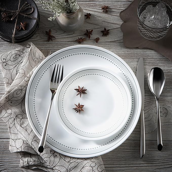 Corelle 1127003 Mystic Gray Chip & Break Resistant 12pc Dinner Set, 